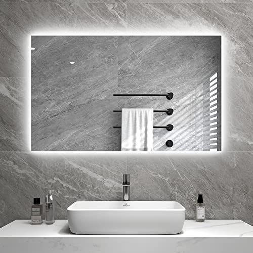 byecold Infrarotheizung Spiegel 580W Wandmontage mit LED(100x60cm), Spiegelheizung Elektrisch Infrarot, Badspiegel Elektroheizung, Badezimmerspiegel beschlagfrei mit Überhitzungsschutz Heizplatte