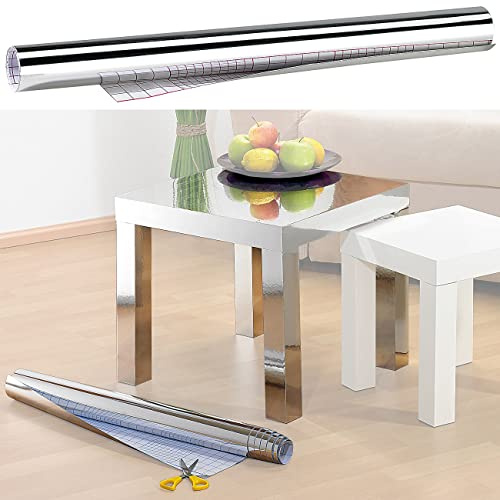 infactory Spiegelfolie: Deko-Folie mit Spiegel-Effekt, selbstklebend, opak, 150 x 40 cm (Spiegelfolie Möbel, selbstklebend, Schrank Bekleben)