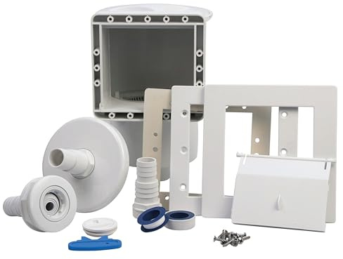 POWERHAUS24 Premium Einbauskimmer Komplett-Set für Stahlwandbecken mit Einströmdüse, Bodensaugerplatte, Auffangkorb, Rahmen & Dichtung