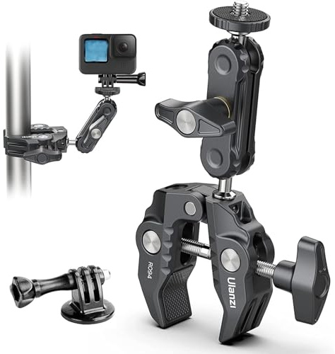 ULANZI R094 Super Clamp Crab mit 360° Doppelkugelkopf – Universelle Klemmhalterung für Kameras, LED-Videoleuchten & Stabilisierungssysteme (Ronin-M/MX, MOVI)