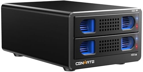 Festplattengehäuse, 10Gbps Aluminium Dual Bay Gehäuse mit Kühllüfter für 2.5/3.5 SATA HDD/SSD mit USB A/C 3.2, unterstützt Hot Swappable, werkzeugfrei HDD Gehäuse, DAS(NO RAID/NAS)