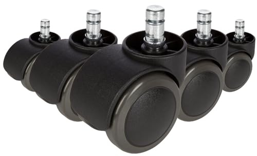 hjh OFFICE 619006 5X Hartbodenrollen 11mm / 50mm Büro-Stuhl-Rollen für Hartböden (5er Pack)