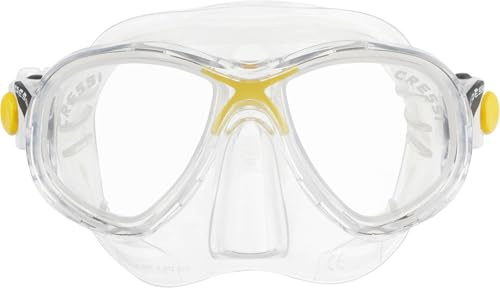 Cressi Marea Jr - Maske zum Tauchen und Schnorcheln, Klar/Gelb, Einheitsgröße, Kinder Unisex