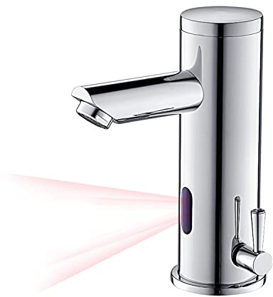 Auralum Infrarot Wasserhahn Bad mit Sensor Automatisch Badarmatur Berührungsloser Waschtischarmatur Induktion Waschtischmischer Mischbatterie Einhebelmischer für Waschbecken Badezimmer Handwaschbecken