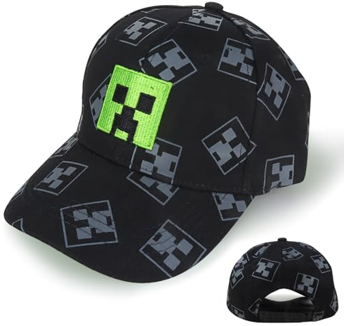 Cartoon Baseball Cap Kinder Snapback Kappe, Jungen Baseballmütze Sonnenmütze, Miner Outdoor Sports Casual Baseballmütze, Pixelig Grid Sonnenhut
