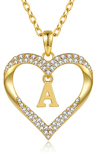 CDE Kette Damen 18K Vergoldet Halskette Initialen Herz Anhänger Buchstabenkette für Damen A-Z Personalisiert Kette Schmuck Geburtstags Geschenk für Teenager Mädchen Frauen Valentinstag Weihnachten