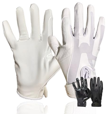 SDukes Prime 2.0 American Football Handschuhe Gloves Receiver Empfänger (Weiß, S)