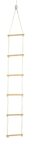small foot Strickleiter mit sechs Holzsprossen, 2 m, Kletterspielzeug für drinnen und draußen, bis ca. 75 kg, 1048, Braun