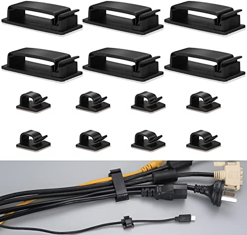 DAJMAIEZ-60 starke, selbstklebende Kabelclips, Kabelorganisatoren, Kabelklemmen, geeignet für PCs, Laptops, Ethernet-Kabel, Desktop-Computer, für Zuhause und Büro (Schwarz)