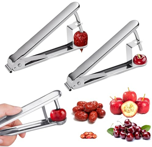 2 Stücke Kirschentkerner Edelstahl, Kirschkernentferner, Werkzeug zum Einfachen Entsteinen von Kirschen, für Entsteiner Kirschen und Pflaumen, Obstbeere
