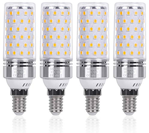 SanGlory E14 Maiskolben LED Lampe 12W E14 Led Mais Birne Warmweiß Birne | 3000K 1350LM Entspricht Glühbirnen 100W Nicht Dimmbar Energiesparlampe Kleine Edison-Schraube Kerze Leuchtmittel E14 4er-Pack