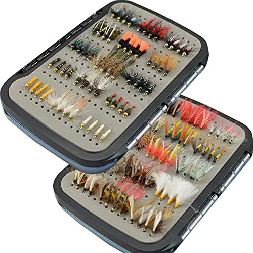 Fly Fishing Flies kit with Fly Box/Nymphs/Dry Fly,Wet Fly/Streamers/Realistic Flies