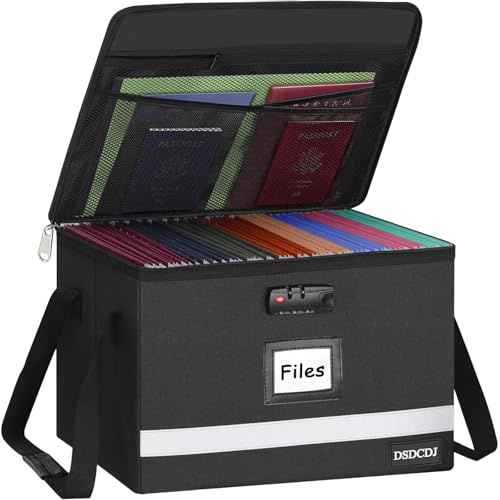 DSDCDJ Hängeregister Box, Dokumentenbox mit Schloss, Dokumenten Organizer mit Griff, Dokumenten box für DIN A4 Hängeregister, Tragbare Aktenbox für Zuhause/Büro