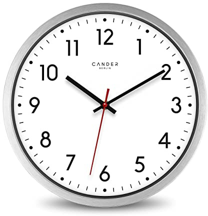 Cander Berlin MNU 4130 Wanduhr aus Aluminium mit lautlosem Uhrwerk für den Außenbereich, weiß, Ø 30,5 cm