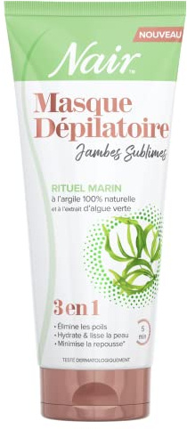 NAIR - Enthaarungscreme für die Beine Sublimes Ritual Marine, Ton 100% natürlichen Ursprungs & Grünalgenextrakt, 3-in-1-Formel, 180 ml