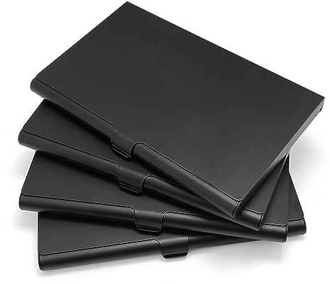yuejuhe 4 Stück Visitenkartenetui aus Metall, Visitenkarten Etuis für Herren Damen, Business Card Holder, Visitenkartenhalter für Aufbewahrung Ihrer Karten (4*Schwarz)