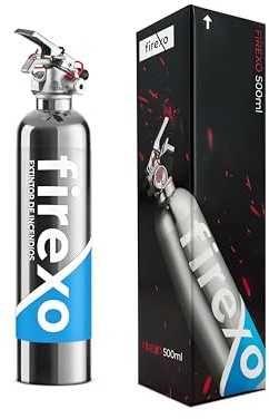 Firexo Feuerlöscher klein (500 ml) Alle Arten von Feuer – Mehrzweck-Feuerlöscher aus Edelstahl für Haushalt, Küche, Grill, Auto. Fahrzeughalterung im Lieferumfang enthalten