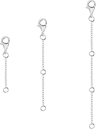 Silber Kettenverlängerung Kette Halskette Verlängerung Verlängerungskette | Kettenverlängerung 1 2 3 Zoll Silber Halskette Fußkette Armband Karabinerverschlüsse Verlängerungskette Schmuckherstellung