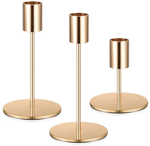 Kerzenständer, Kerzenhalter Stabkerzenhalter Kerzenständer Stabkerzen, Vintage Kerzen Ständer für Abendessen Hochzeit Haus Tischdeko Kamindekoration Kerzenschein, (Gold-3)