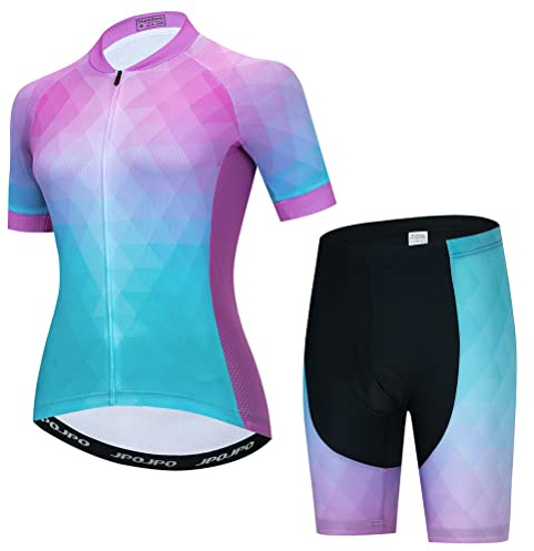 Damen-Fahrradtrikot-Set, Sommer-Kurzarm, Mountainbike-Shirt und Shorts Set für MTB-Anzug, Fahrradbekleidung