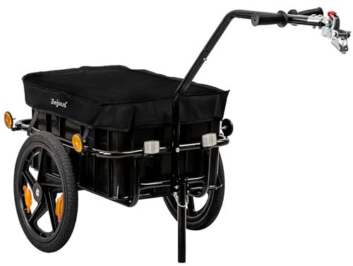 Zelsius Fahrradanhänger Transport | 68 Liter | Transportwagen, Fahrradwagen, Handwagen | Anhänger für Fahrrad, Lastenanhänger mit Kunststoffwanne | Transportanhänger, Transportbox, Radanhänger