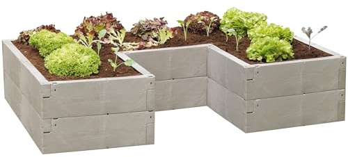 JUWEL Hochbeet Timber ErgoLine (Hochbeet in U Form, ermöglicht eine ergonomische Arbeitsweise, zahlreiche Aufbauvarianten, Maße: 185x125 cm Höhe 40 cm) 20479
