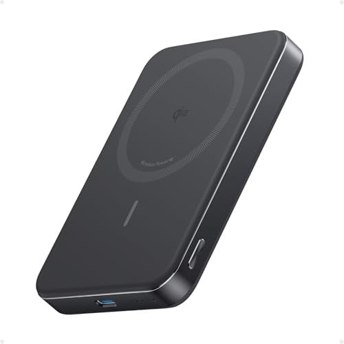 Anker MagGo Powerbank, extrem flach, 10000mAh magnetischer Akku, Qi2-zertifiziert 15W, schnelles MagSafe-kompatibles tragbares Ladegerät, ergonomisches Design, für iPhone 17/16/15/14 Serie und mehr