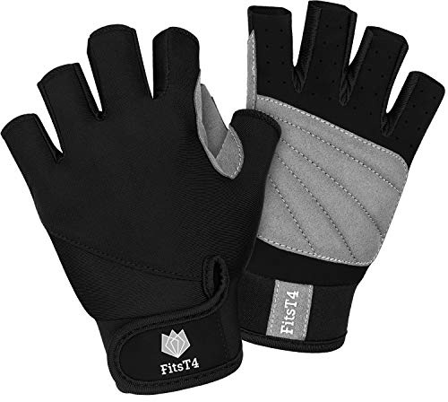 FitsT4 Sports Surfhandschuhe 3/4 Finger gepolsterte Anti-Rutsch-Handschuhe | Kunstleder-Handfläche, doppellagig, verstellbarer Verschluss sind perfekt für Schnorcheln, Segeln, Wasserski, Kajak
