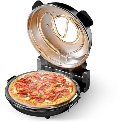 Pizzamaker mit Keramiksteinplatte Ø32cm und Sichtfenster, zwei Heizelemente max. 400°C, mit Timer