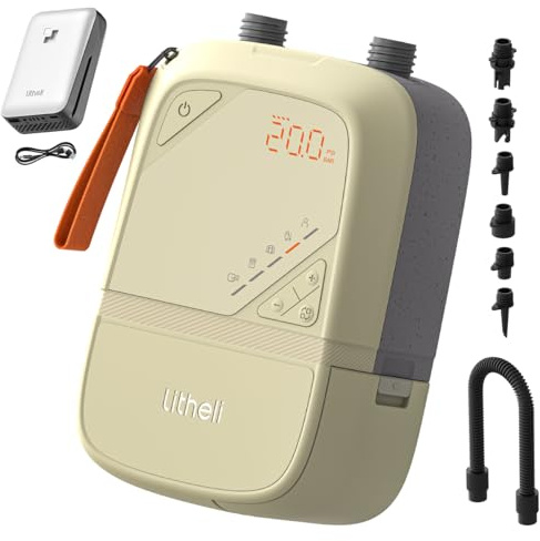 Litheli Elektrisch SUP Pumpe, 20PSI, mit 12500mAh Akku, Wiederaufladbar, Intelligente Inflation/Deflation, Automatische Abschaltung, Stand Up Paddle Pumpe Kompressor für SUP
