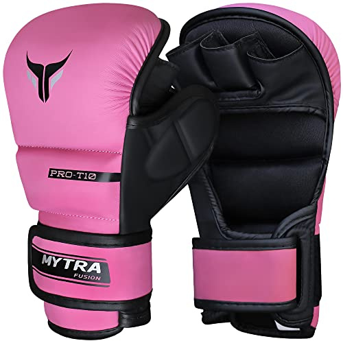 Mytra Fusion 7-oz Damen MMA Handschuhe Offene belüftete Handfläche MMA Sparring Handschuhe (Pink, S)
