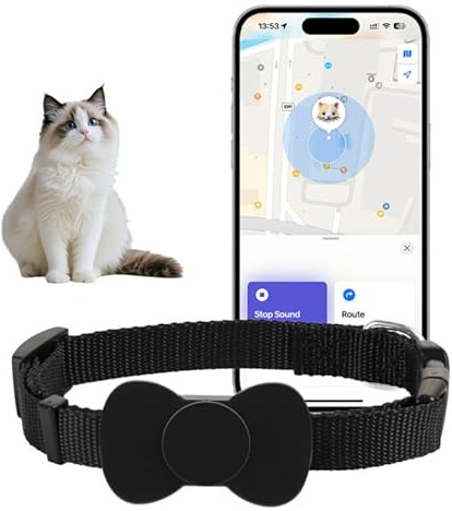 Katzen-GPS-Tracker-Halsband, keine monatliche Gebühr, GPS-Katzen-Tracker-Halsband für kleine Katzen, für Apple Find-Funktion (Gilt für iOS und Android), Katzen-Tracker