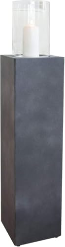 VIVANNO Windlichtsäule Boden-Windlicht Kerzenhalter Deko-Laterne Fiberzement Lumira 97 cm hoch Grau