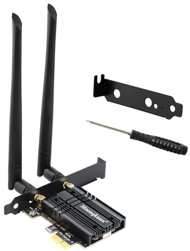 WiFi 6E 5400Mbps PCIe WLAN Karte mit Bluetooth 5.3, Intel WiFi 6E AX210 Chipsatz, Tri-Bands (6GHz/5GHz/2,4GHz) WLAN Netzwerkkarte Adapter für Windows 11/10(64bit)