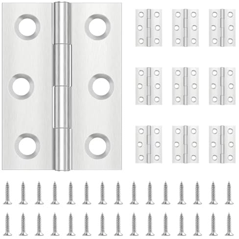 10 Stück Scharniere Klappbar 44mm × 31mm, Leryati Scharnier Edelstahl Klappbar Scharnierband Klein Türscharnier für Türen Fenster, Klavierband Scharnier mit 60 Stück Schrauben