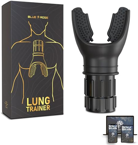 Blue Rose Lungentrainer - Professioneller Breathing Trainer Atemtrainer für Sportler, Sänger, Taucher, Fitness-Enthusiast & Personen mit Eingeschränkter Atemkraft, Einstellbarer Widerstand (Schwarz)