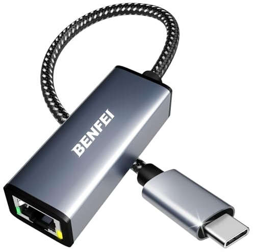 USB C auf Ethernet Adapter, BENFEI Thunderbolt 3 auf RJ45 LAN Netzwerk Adapter Kompatibel für MacBook Pro 2019/2018/2017, MacBook Air und mehr[Nylon geflochten&Aluminum Alloy]