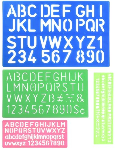 4 Stück Schablonen für Buchstaben und Zahlen, Lineal für Kinder, Alphabet Schablone aus Kunststoff, Lineal Buchstaben Alphabet, 4 Größen, Alphabet Schablone zum Lernen, Malen, Scrapbooking