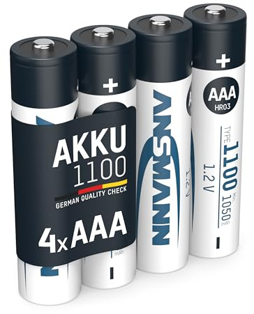 ANSMANN Akku Micro AAA 1050 mAh 1,2V, 4 Stück, wiederaufladbar, ideal für Spielekonsolen, Wireless Maus, Taschenlampen, Hochleistungsakku