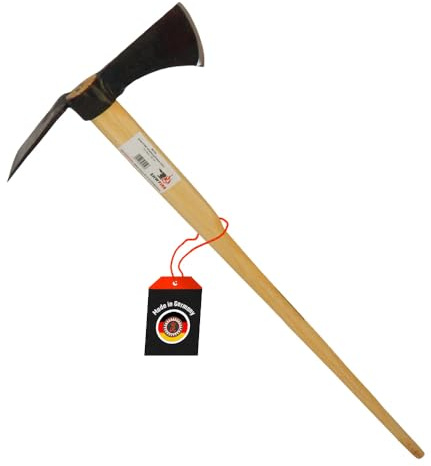 SHW-FIRE Wiedehopfhacke klein mit Breitblatt, Spezialstahl und 135 cm Stiel | Made in Germany | Zum Umgraben, Roden & Pflanzen | Kombikopf: Breitblatt & Schneide | Hohe Schlagkraft | Schmiedequalität