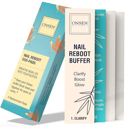Onsen Secret Nagelpolierblock-Ersatzpolster - 3-fache Politur für eine glatte und natürliche Nagelpolierung mit 3 Seiten grob, weich und seidig - nur Ersatzpolster - 4 Kombinationspolster - 1 Pack
