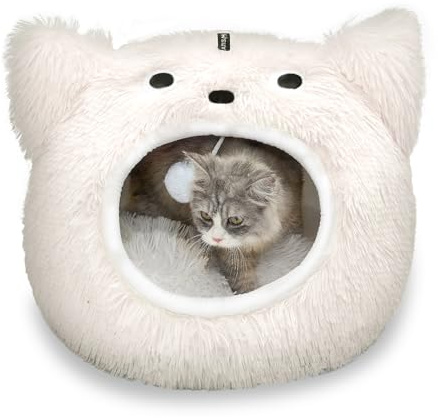 CATISM Katzenhöhle Bett Waschbar Schlafplatz für Katzen Plüsch Haustier Katzenkissen Haus Kissen Flauschig Kätzchen Welpen Kuscheliges Haustierbett
