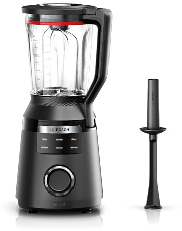Bosch Hochleistungsmixer, Smoothie Maker, 1800W, 45.000 U-min, Programme für heiße Suppe & Reinigung, 2L, spülmaschinenfeste Teile, Made in Europe, schwarz, VitaPower Serie 6 MMB6652B