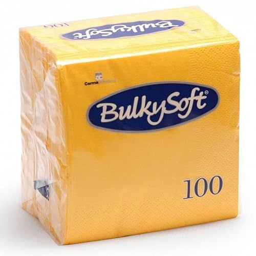 Inoverse 100 Stück Servietten 2-lagig 1/4-Falz 33 x 33 cm, Gelb – Einfarbig Papierservietten Einweg für Hochzeit, Party & Gastro, Dekorative Tischservietten