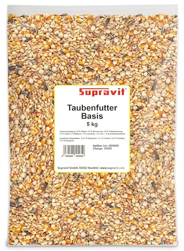 Supravit Taubenfutter 5 kg Basis – Körnermischung für Tauben | Ganzjahresfutter | Körnermischung aus hochwertigen Saaten & Getreide | Vogelfutter für Tauben I nahrhaftes Allroundfutter
