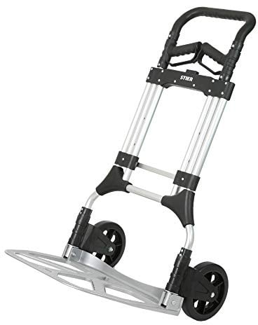 STIER Sackkarre Premium klappbar, Aluminium Transportkarre, Belastbarkeit bis 200kg, Stapelkarre zum Transportieren, Vollgummi-Bereifung, Griff stufenlos höhenverstellbar