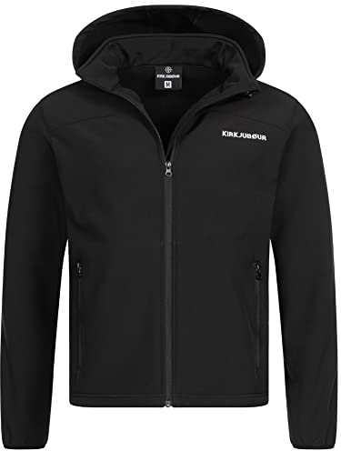 Kirkjubøur® Hestur Herren SOFTSHELLjacke 10.000 mm Wassersäule, mit Kapuze und Fleecefutter, atmungsaktiv und wasserabweisend, Outdoor (as3, alpha, l, regular, regular, Schwarz)