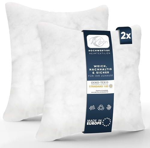 Moon 2er Pack Nonwoven Füllkissen, Innenkissen, Sofakissen ca. 50x50cm - 440g mit gekräuselter Hohlfaser (fest)