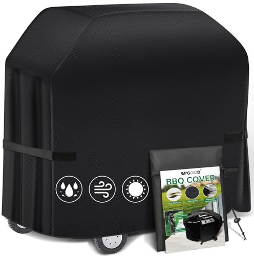 SPGOOD Grillabdeckung Wetterfest 420D Oxford-Stoff Grill Abdeckhaube Gasgrill Wasserdicht Staubdicht Schutzhülle Haube Abdeckplane Reißfest BBQ Cover, Universelle 147 x 61 x 122cm