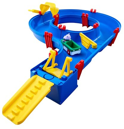 BIG Spielwarenfabrik AquaPlay - AmphieSet - 88x50x13 cm große Wasserbahn, ideales Einsteigermodell, inklusive 1x Spielfigur Wilma (Hippo) sowie 1x Amphibienfahrzeug, für Kinder ab 3 Jahren, 8700001504